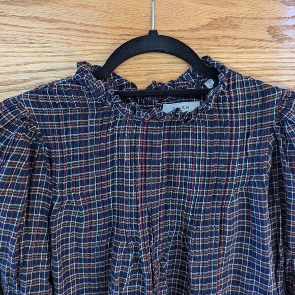 Doen Plaid Blouse in Navy and Red - Picture 4 of 11